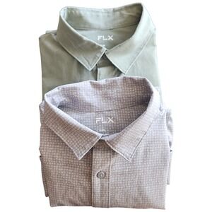 FLX Urban Commuter Button Up Shirt Large Slim Short Sleeve Ripstop 2-PACK